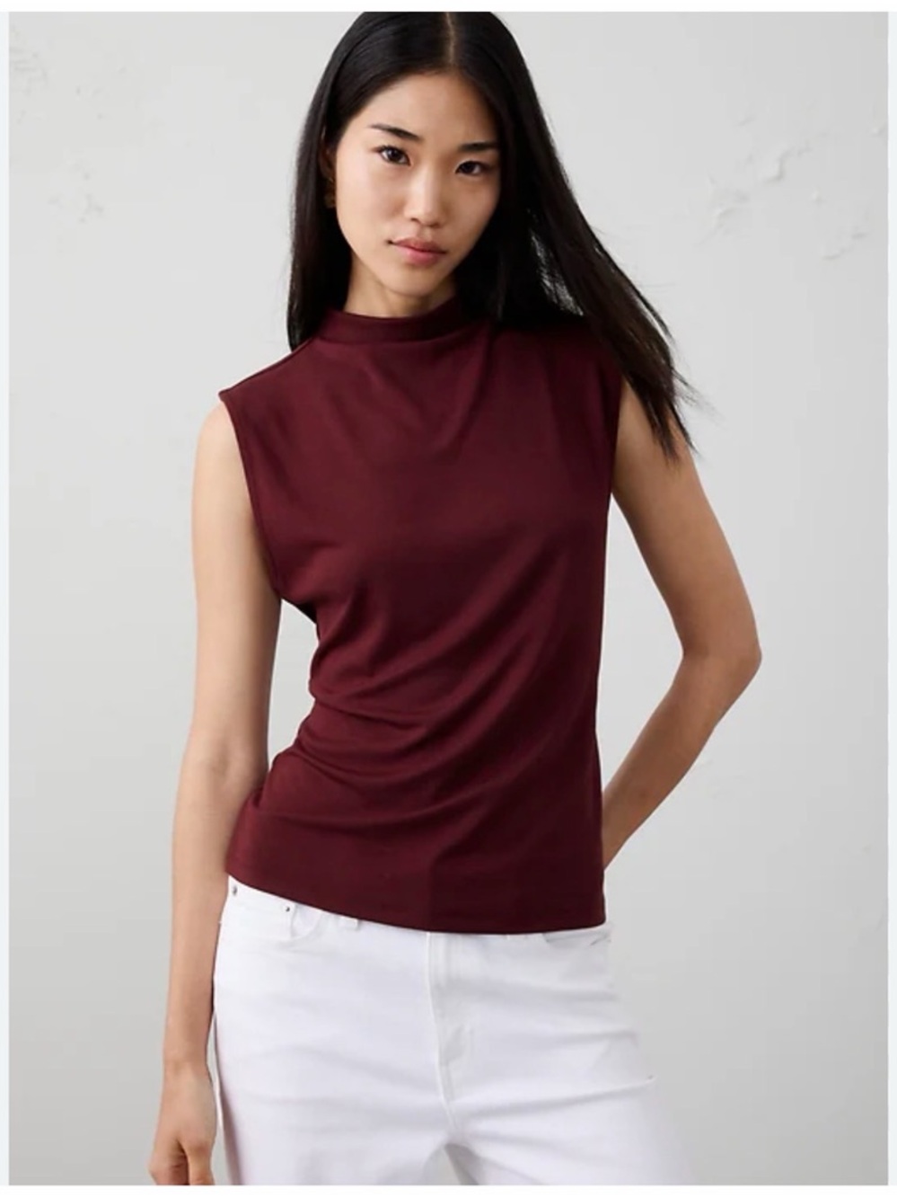 NWOT Banana Republic Sleeveless Mock Neck Sleeveless Top in Brown
